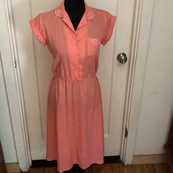 Hand Crafted Dresses & Skirts - Handmade, authentic vintage salmon colored dress. Fits like a small/2